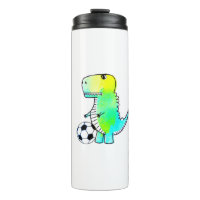 Cute Dinosaur Loves Soccer Watercolor