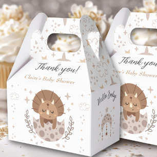 Cute Dinosaur Modern Boho Neutral Baby Shower Favor Box