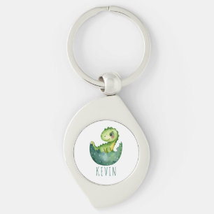 Cute Dinosaur Neutral Watercolor Birthday Gift Keychain