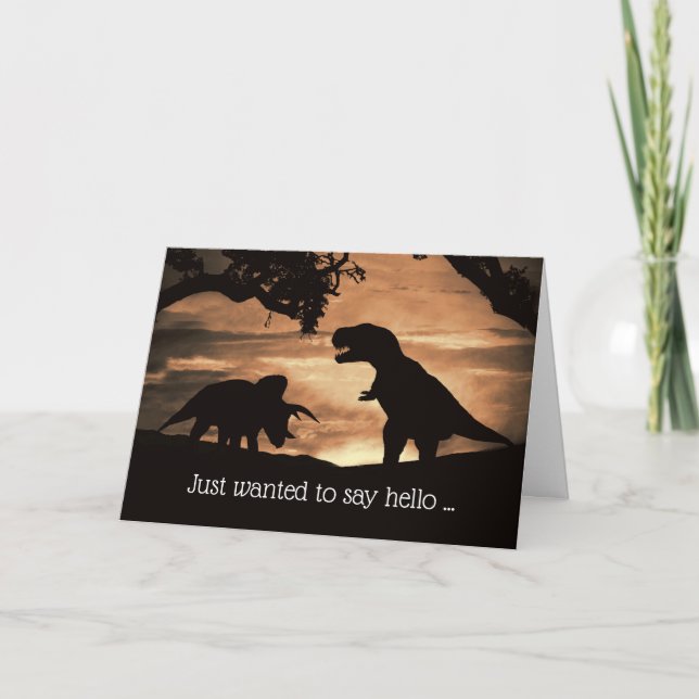 Cute  Dinosaur Old Friendship Hello Card (Front)