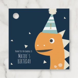 Cute Dinosaur One First Birthday Faux Gold  Favour Tags