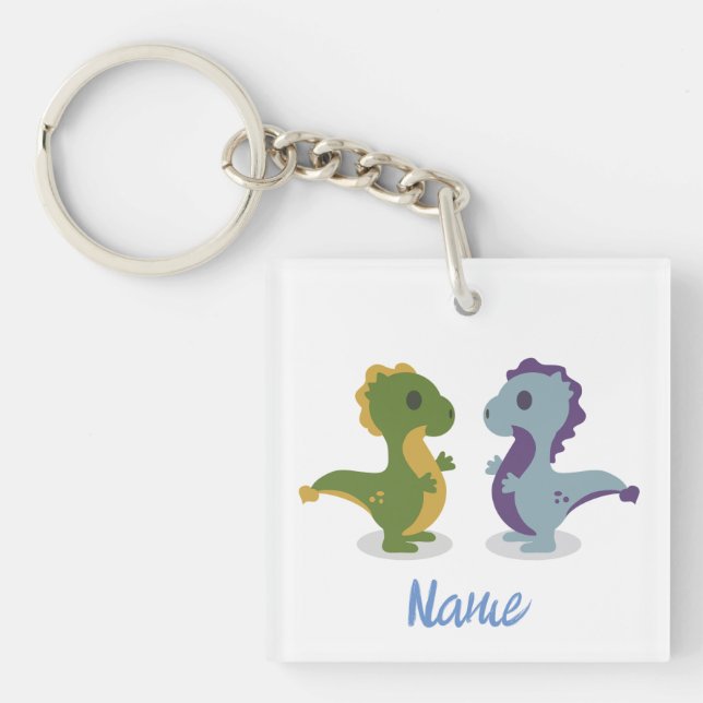 Cute Dinosaur Pair Thunder_Cove Keychain (Front)