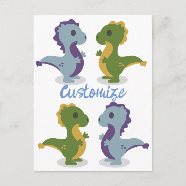 Cute Dinosaur Pair Thunder_Cove Postcard (Front)