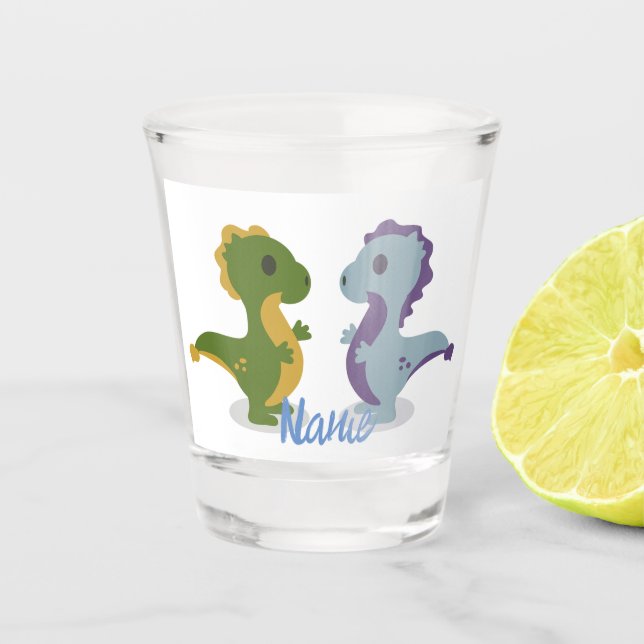 Cute Dinosaur Pair Thunder_Cove Shot Glass (Front)