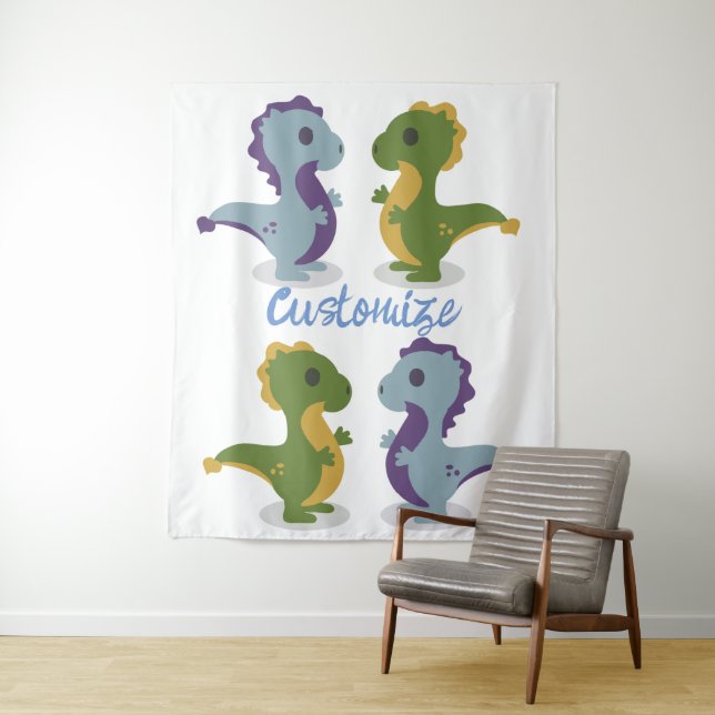 Cute Dinosaur Pair Thunder_Cove  Tapestry (In Situ)