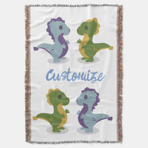 Cute Dinosaur Pair Thunder_Cove Throw Blanket