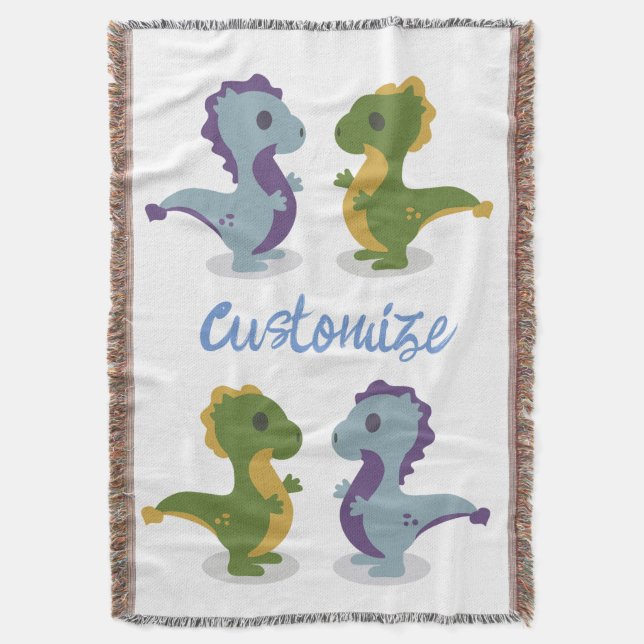 Cute Dinosaur Pair Thunder_Cove Throw Blanket (Front Vertical)