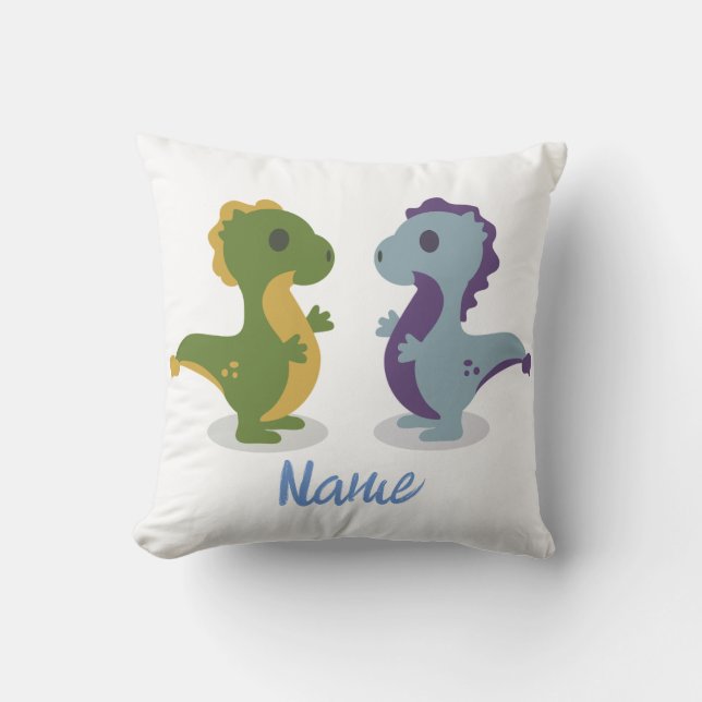 Cute Dinosaur Pair Thunder_Cove Throw Pillow (Front)