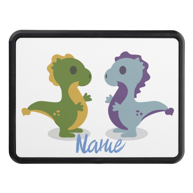 Cute Dinosaur Pair Thunder_Cove Trailer Hitch Cover (Front)