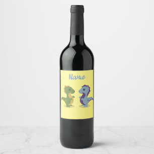 Cute Dinosaur Pair Thunder_Cove Wine Label
