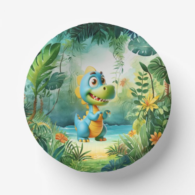 Cute Dinosaur Paper Bowl Plate (Front)