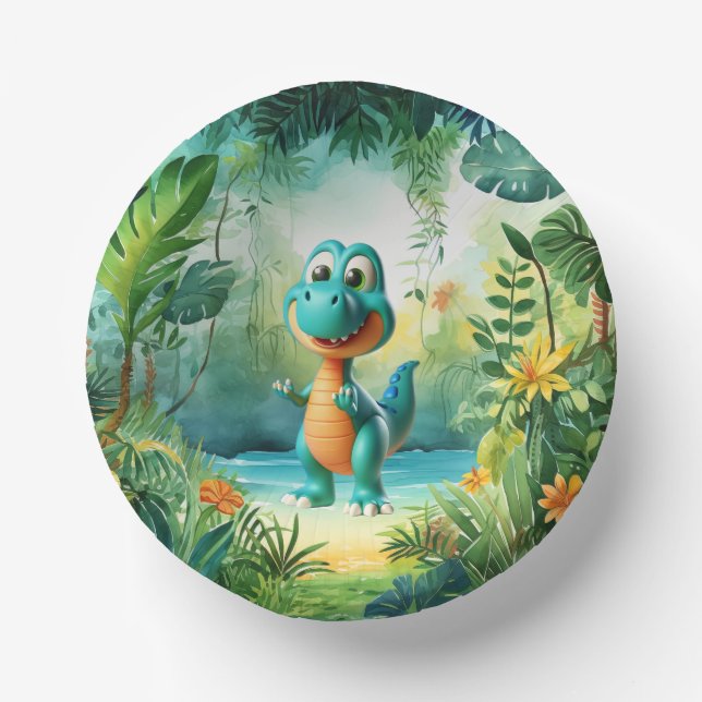 Cute Dinosaur Paper Bowl Plate (Front)