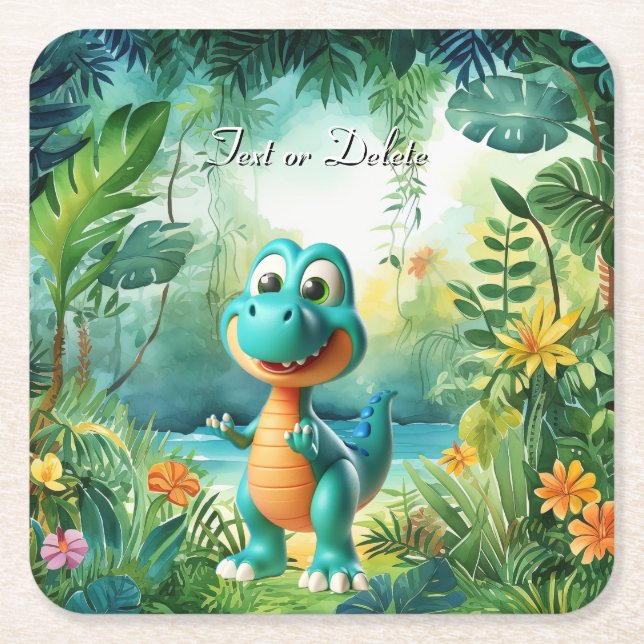 Cute Dinosaur Paper Coaster (Front)