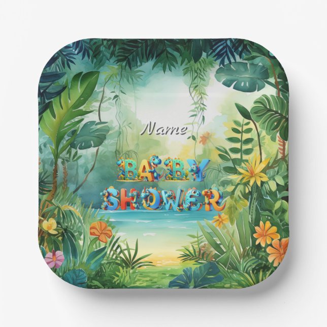 Cute Dinosaur Paper Plate (Front)