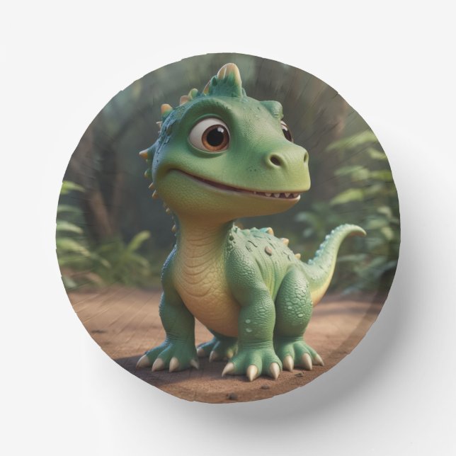 Cute Dinosaur  Paper Plate (Front)