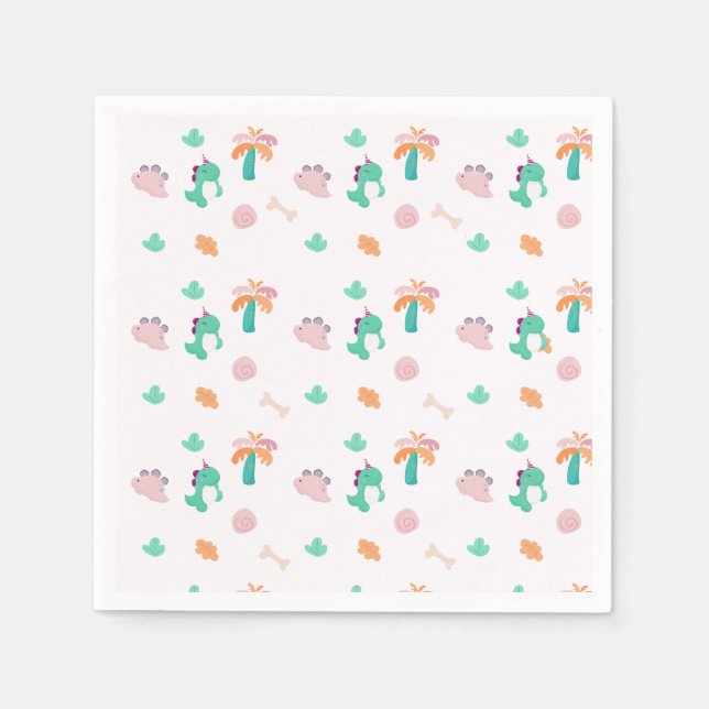 Cute Dinosaur Pattern Birthday Napkin (Front)