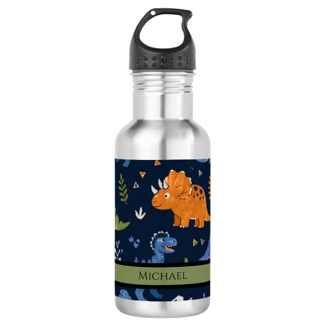 Cute Dinosaur Pattern Colourful  532 Ml Water Bottle (Front)