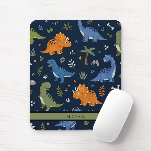 Cute Dinosaur Pattern Colourful  Mouse Pad (With Mouse)