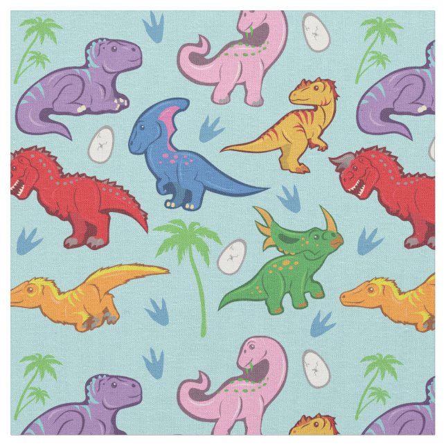 Cute Dinosaur Pattern Fabric (Close Up)