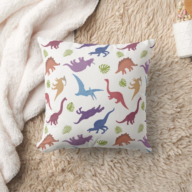 Cute Dinosaur Pattern Kid Dino Child's Room Throw Pillow (Blanket)