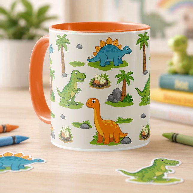 Cute Dinosaur Pattern Kids  Mug (Creator Uploaded)