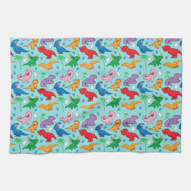 Cute Dinosaur Pattern Kitchen Towel (Horizontal)