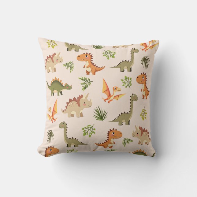 Cute Dinosaur Pattern Nursery Throw Pillow (Front)