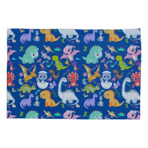 Cute Dinosaur Pattern on Blue   Pillowcase