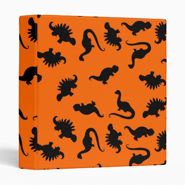 Cute Dinosaur Pattern on Orange Binder (Front/Spine)