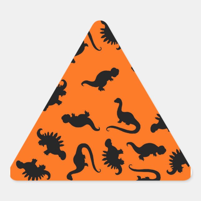 Cute Dinosaur Pattern on Orange Triangle Sticker (Front)