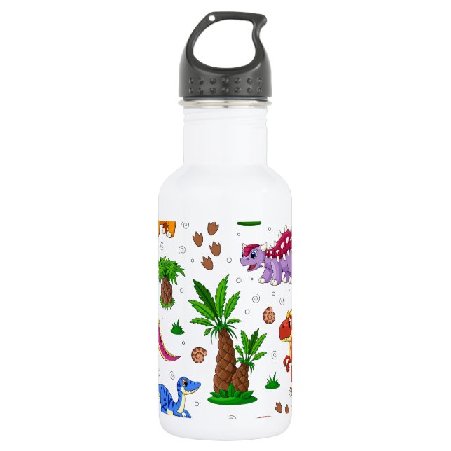Cute Dinosaur Pattern Personalized Kids 532 Ml Water Bottle (Front)