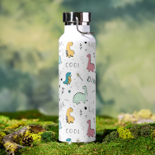 Cute Dinosaur Pattern Personalized Name Kids Water Bottle