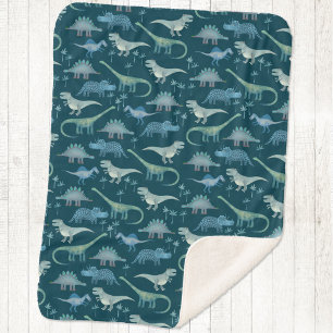 Cute Dinosaur Pattern Sherpa Blanket