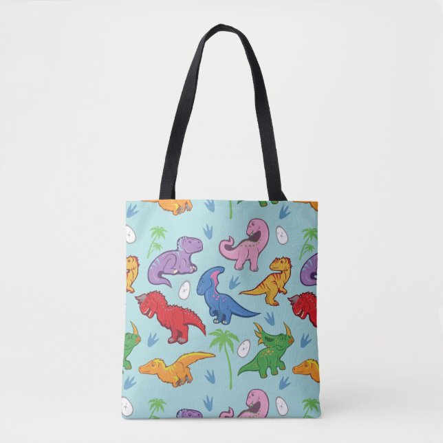 Cute Dinosaur Pattern Tote Bag (Front)