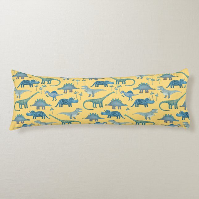 Cute Dinosaur Pattern Yellow Body Pillow (Front)