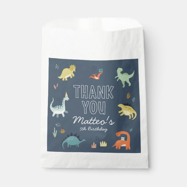 Cute Dinosaur Personalized Birthday Favour Bags (Front)