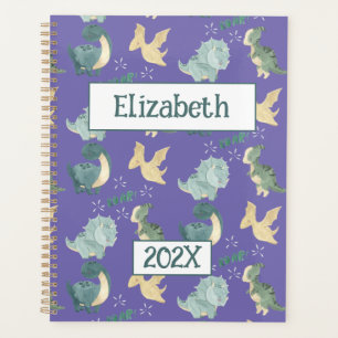 Cute Dinosaur Personalized Light Purple 2024 Planner