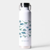 Cute Dinosaur Personalized Water Bottle (Front)