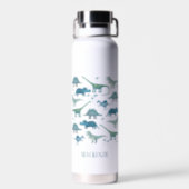 Cute Dinosaur Personalized Water Bottle (Back)