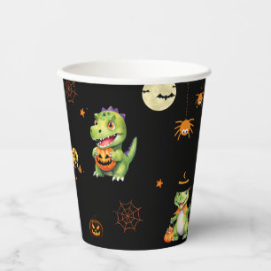 Cute Dinosaur play pumpkin trick o treat halloween Paper Cups