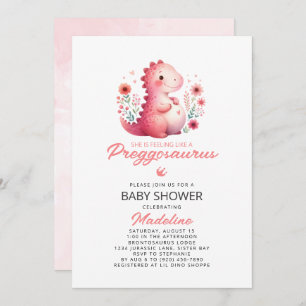 Cute Dinosaur Preggosaurus Baby Shower Invitation