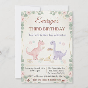 Cute Dinosaur Prehistoric Kids Birthday Party Invitation
