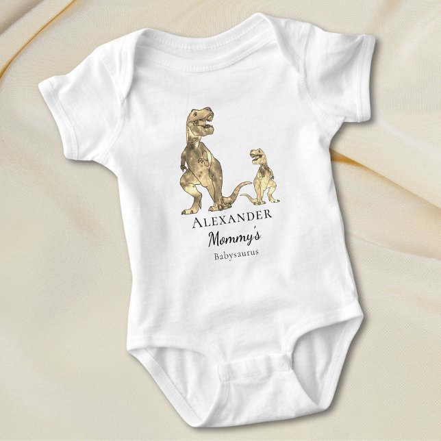 Cute Dinosaur Quote Personalized  Baby Bodysuit (Cute dinosaur personalized baby vest dino mommy and baby saurus quote)