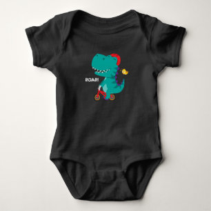 Cute dinosaur riding a bicycle baby bodysuit