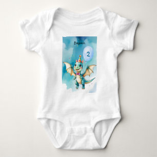 Cute Dinosaur roar Boy Happy birthday party Baby Bodysuit