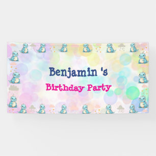 Cute Dinosaur roar Boy Happy birthday party Banner