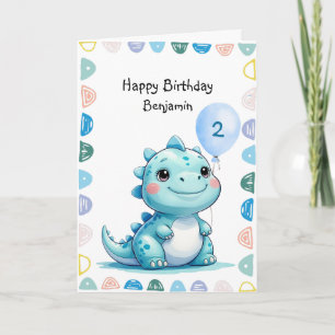 Cute Dinosaur roar Boy Happy birthday party Card