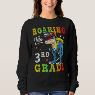 Cute Dinosaur Roaring Into 3rd Grade Teacher Back Sweatshirt