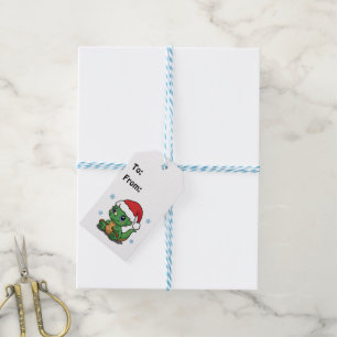 Cute Dinosaur Santa Hat To/From Christmas Gift Tag