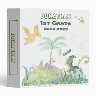 Cute Dinosaur School  3 Ring Binder